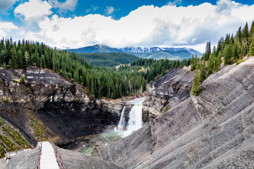 Fototapeta na wymiar Different views of Ram Falls. Ram Falls Provincial Park. Alberta, Canada