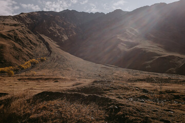 the view on Kazbegi mountains