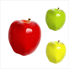 Fresh red and green and yellow delicious apples