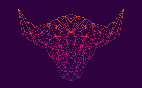 Abstract illustration of a buffalo's head in outline low poly style. Vector illustration.