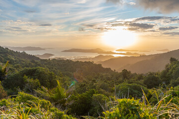 Sunset over Coromandel town, New Zealand