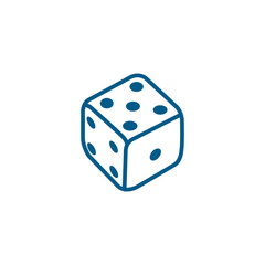 Casino Dice Line Blue Icon On White Background. Blue Flat Style Vector Illustration