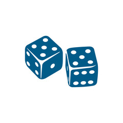 Casino Dice Blue Icon On White Background. Blue Flat Style Vector Illustration