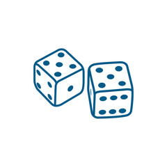 Casino Dice Line Blue Icon On White Background. Blue Flat Style Vector Illustration
