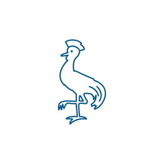 Chicken Line Blue Icon On White Background. Blue Flat Style Vector Illustration