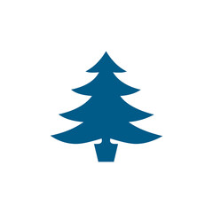 Fototapeta premium Christmas Tree Blue Icon On White Background. Blue Flat Style Vector Illustration