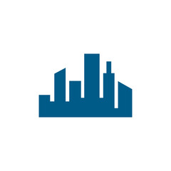 Fototapeta premium Cityscape Blue Icon On White Background. Blue Flat Style Vector Illustration