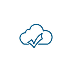 Cloud Right Line Blue Icon On White Background. Blue Flat Style Vector Illustration