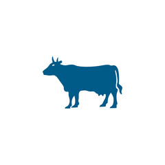 Cow Blue Icon On White Background. Blue Flat Style Vector Illustration