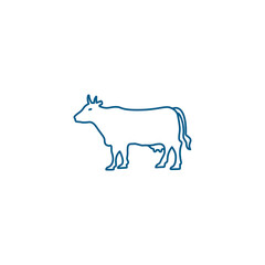 Cow Line Blue Icon On White Background. Blue Flat Style Vector Illustration
