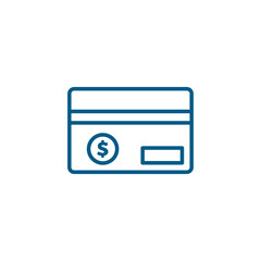 Obraz premium Credit Card Line Blue Icon On White Background. Blue Flat Style Vector Illustration