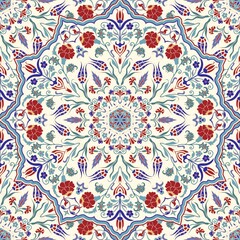 Seamless colorful pattern with mandala. Vintage decorative element. Hand drawn pattern in turkish style. Islam, Arabic, Indian, ottoman motif. Vector illustration - 355489499