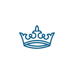 Naklejka premium Crown Line Blue Icon On White Background. Blue Flat Style Vector Illustration