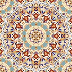 Seamless colorful pattern with mandala. Vintage decorative element. Hand drawn pattern in turkish style. Islam, Arabic, Indian, ottoman motif. Vector illustration - 355490292