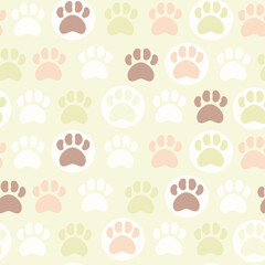 Seamless vector pattern with cat paw prints. Vector illustration.