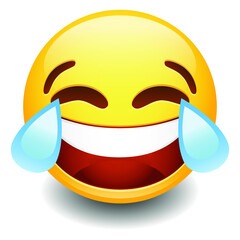 Emoji Tear Laugh. Smiley Face Vector. Design Art. Communication Elements Chat. Emote Symbol.