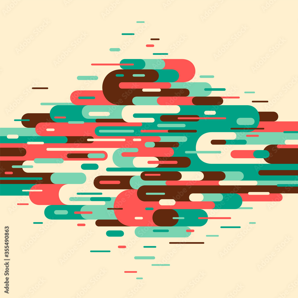 Aufkleber background in color, with abstract composition made of various rounded shapes and lines. vector illu