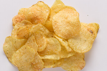 chips on a white background