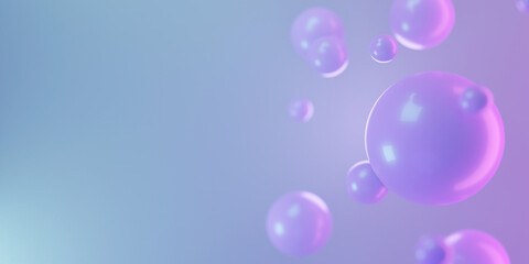 Abstract background with flying spheres, 3D render