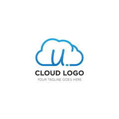 initial leter u cloud logo and icon vector illustration design template