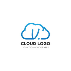 initial leter v cloud logo and icon vector illustration design template