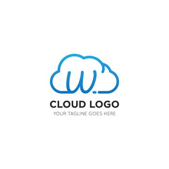 initial leter w cloud logo and icon vector illustration design template