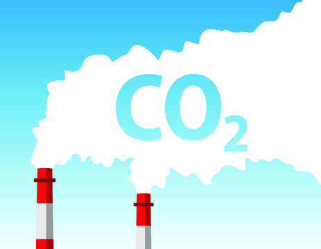 smoke from the factory chimney, co2 emission, vector illustration