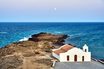 Orthodox chapel of Saint Nicholas on the island of Zakynthos in Greece..