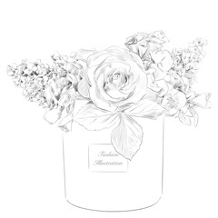 Basket with floral composition