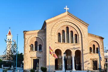 Fototapeta na wymiar Orthodox cathedral of Saint Dionysus in the capital of Zakynthos island in Greece.