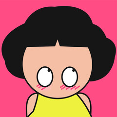 Closeup Portrait Of Girl With Guilty Ashamed Face Concept Card Character illustration