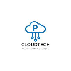 initial leter p cloud logo and icon vector illustration design template