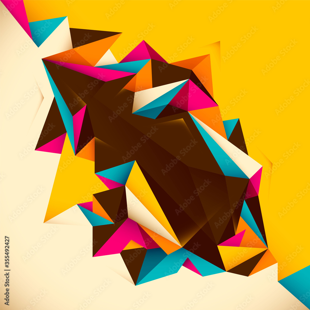 Poster geometric style abstraction. colorful object made of polygon shapes. vector illustration.