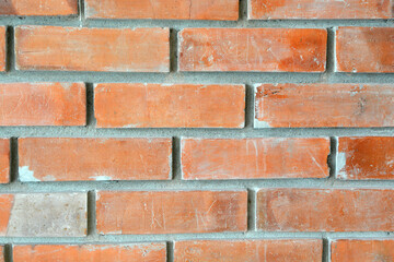 Closed up red brick wall