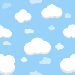 Light Clouds vector with blue sky seamless pattern
