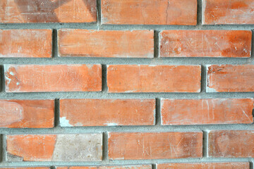 Closed up red brick wall