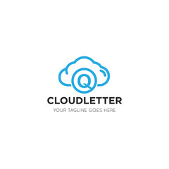 initial leter q cloud logo and icon vector illustration design template