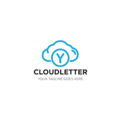 initial leter y cloud logo and icon vector illustration design template
