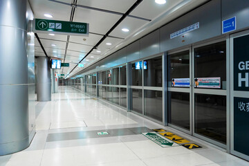 Modern clean subway station in Bangkok close up