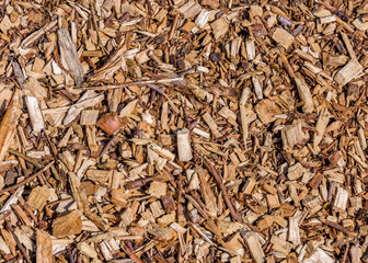 wooden chips mulch. Background concept
