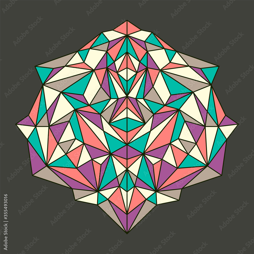 Poster abstract low poly object in various colors. modern style geometric object design. vector illustratio