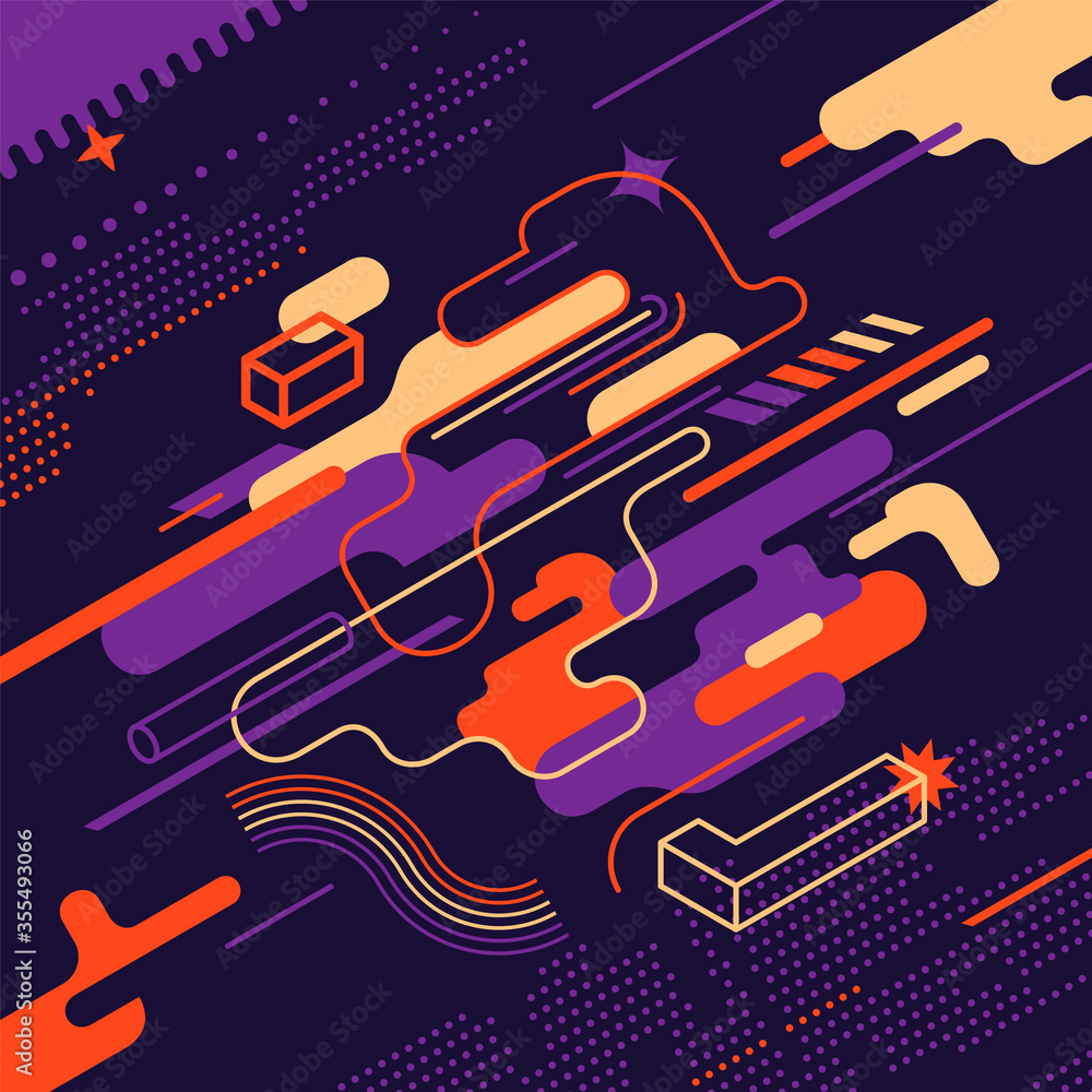 Poster modern style abstraction with various colorful shapes. dynamic abstract background. vector illustrat