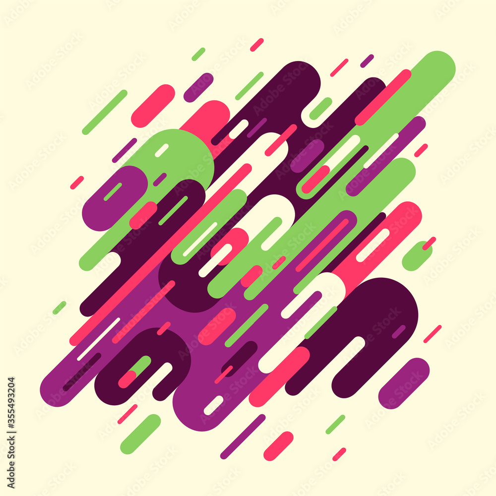 Poster modern abstraction with design made of various rounded shapes in color. vector illustration.