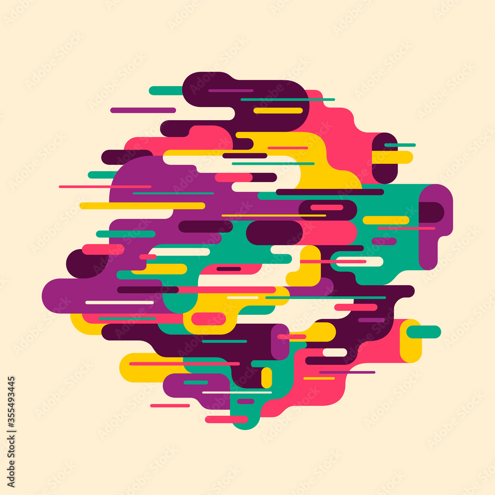 Poster modern style abstraction with design made of various rounded shapes in color. vector illustration.
