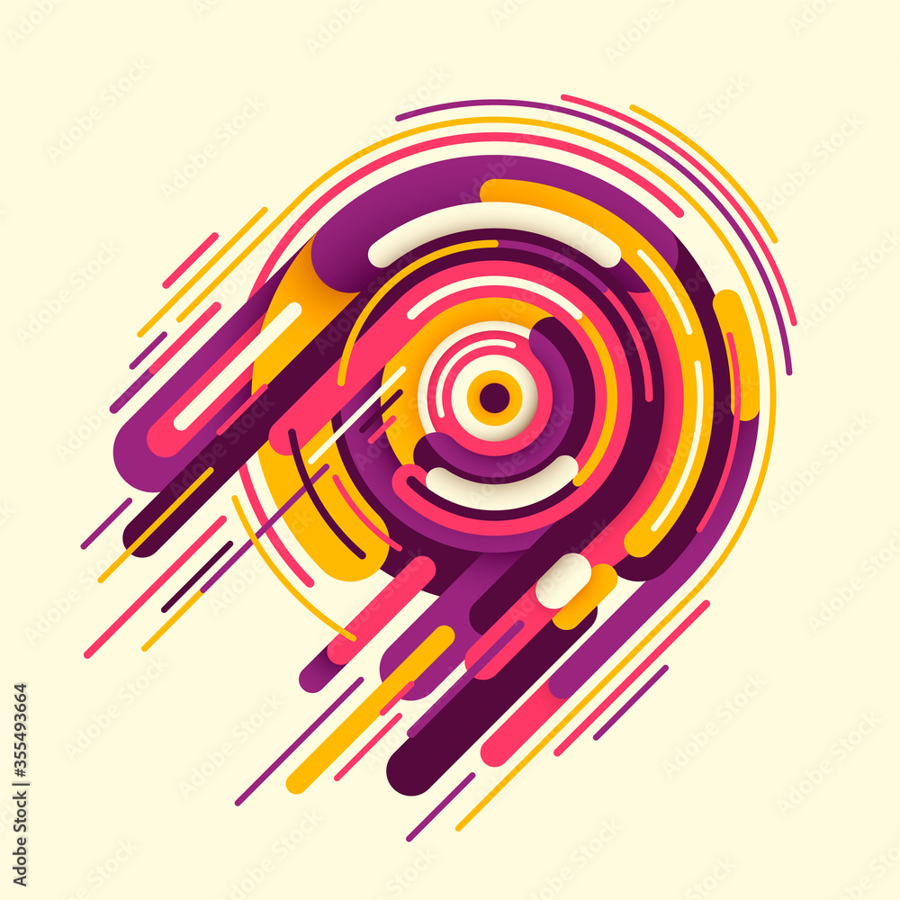 Poster modish abstract composition in color, with design made of various rounded shapes and lines. vector i