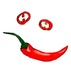Watercolor red hot chilli pepper