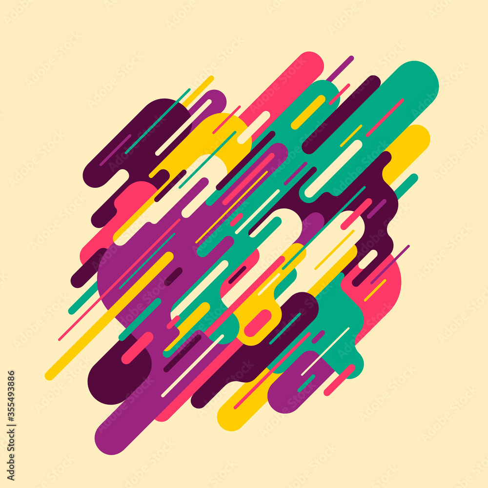 Poster modish abstraction with design made of various rounded shapes in color. vector illustration.