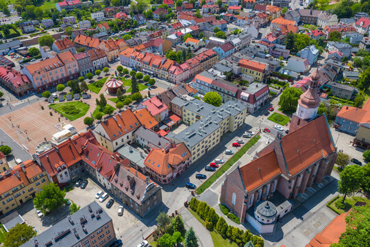 Aerial view of central square in Zory. Upper Silesia. Poland.