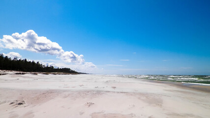 Sandy beach in Stilo, Poland. Baltic Sea coast.