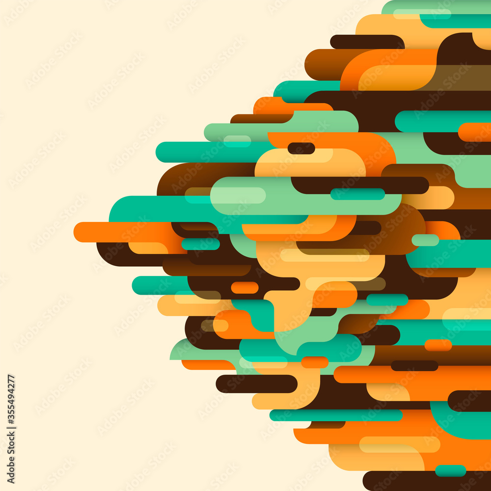 Poster retro abstract design with composition made of various rounded shapes in color. vector illustration.